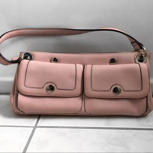 Pink faux leather shoulder purse